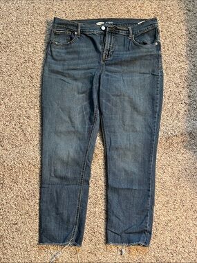 Old Navy Blue Straight-Leg Jeans with Raw Hem